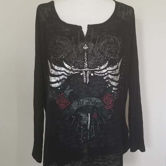 Rock & Republic Tops - Rock & Republic Burn Out Long Sleeve Tee XL